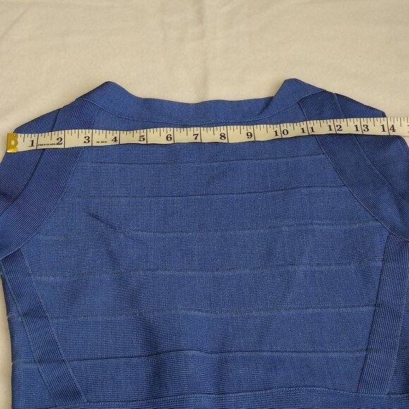 Rachael G Stretch Dress with Short Sleeves, Blue, Size S. - Picture 3 of 12